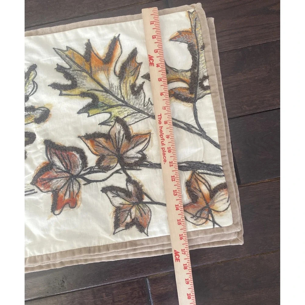 Pottery Barn Watercolor Embroidered Leaves Set Of 2 Lumber Pillow Covers Fall